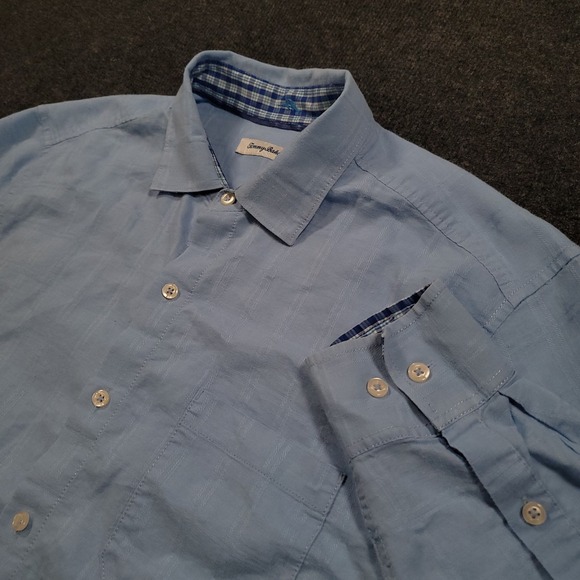Tommy Bahama Other - Tommy Bahama Men Button Up Shirt‎ Large Linen Blend Blue Long Sleeve